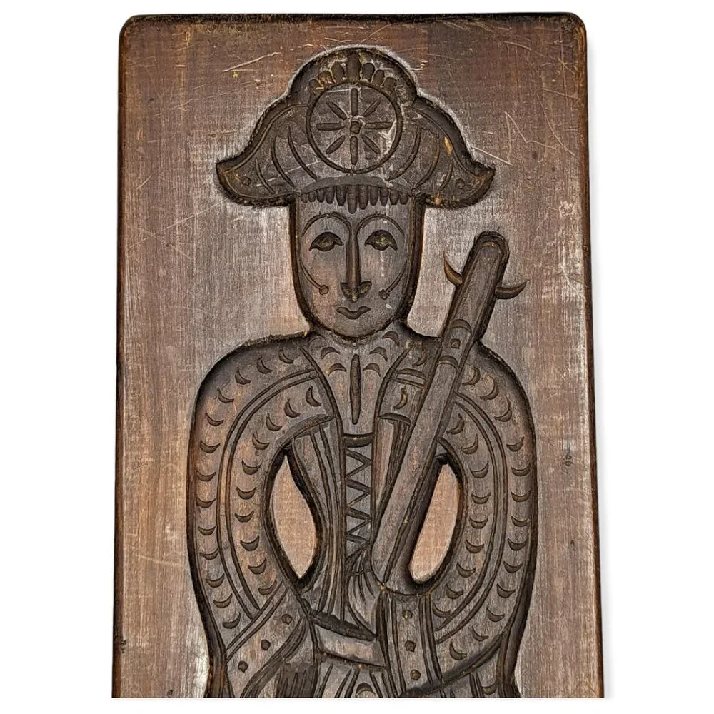Antique Dutch Ornately Carved Large Wood Speculaas Cookie Mould